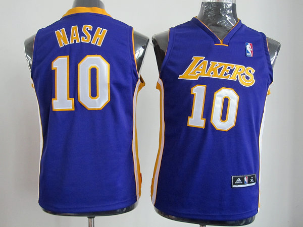 NBA Kids Los Angeles Lakers 10 Steve Nash Authentic Purple Youth Jersey